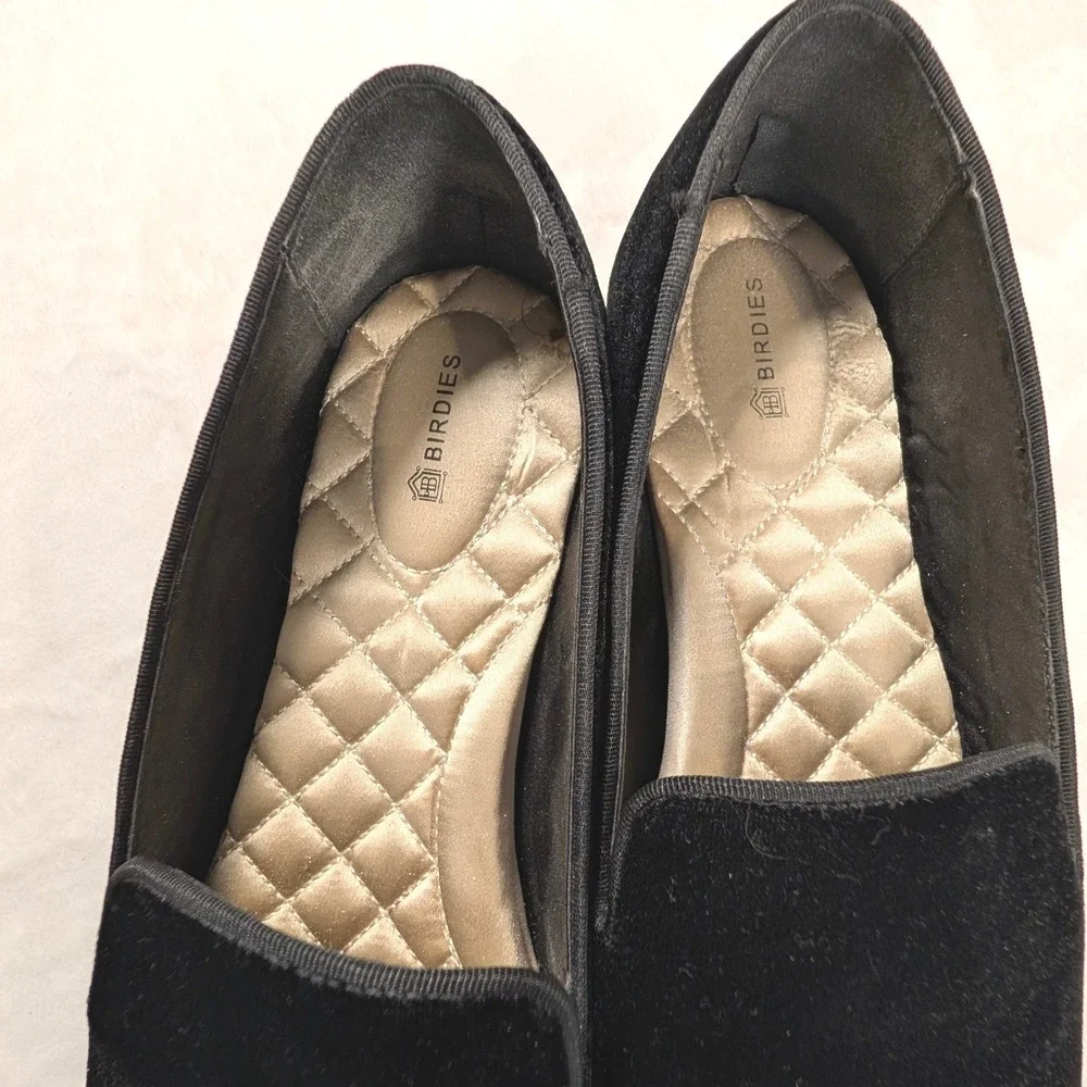 Birdies The Starling Black Velvet Loafers Womens 10 Holiday Fall Flats